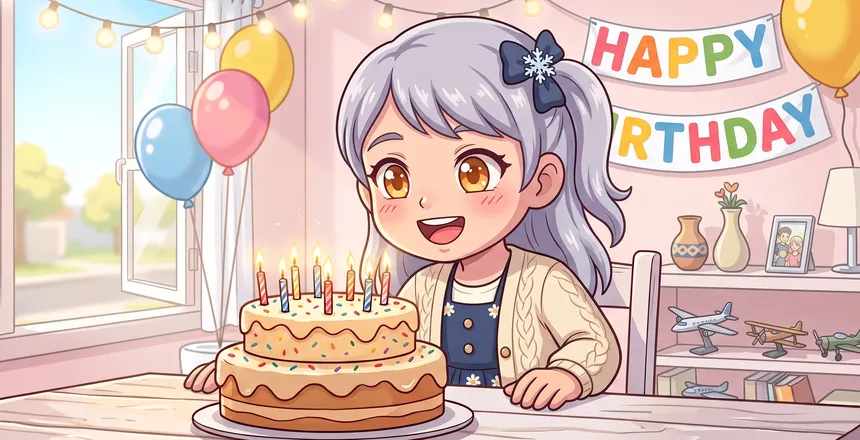 お誕生日のお客様をお祝いするイラスト